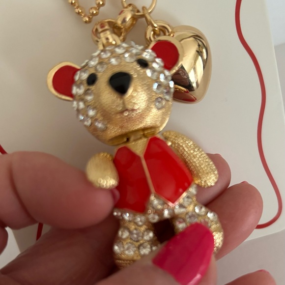 ☀️Gold and Red Bling Teddy Bear Bag Charm/Key Chain - Picture 5 of 5